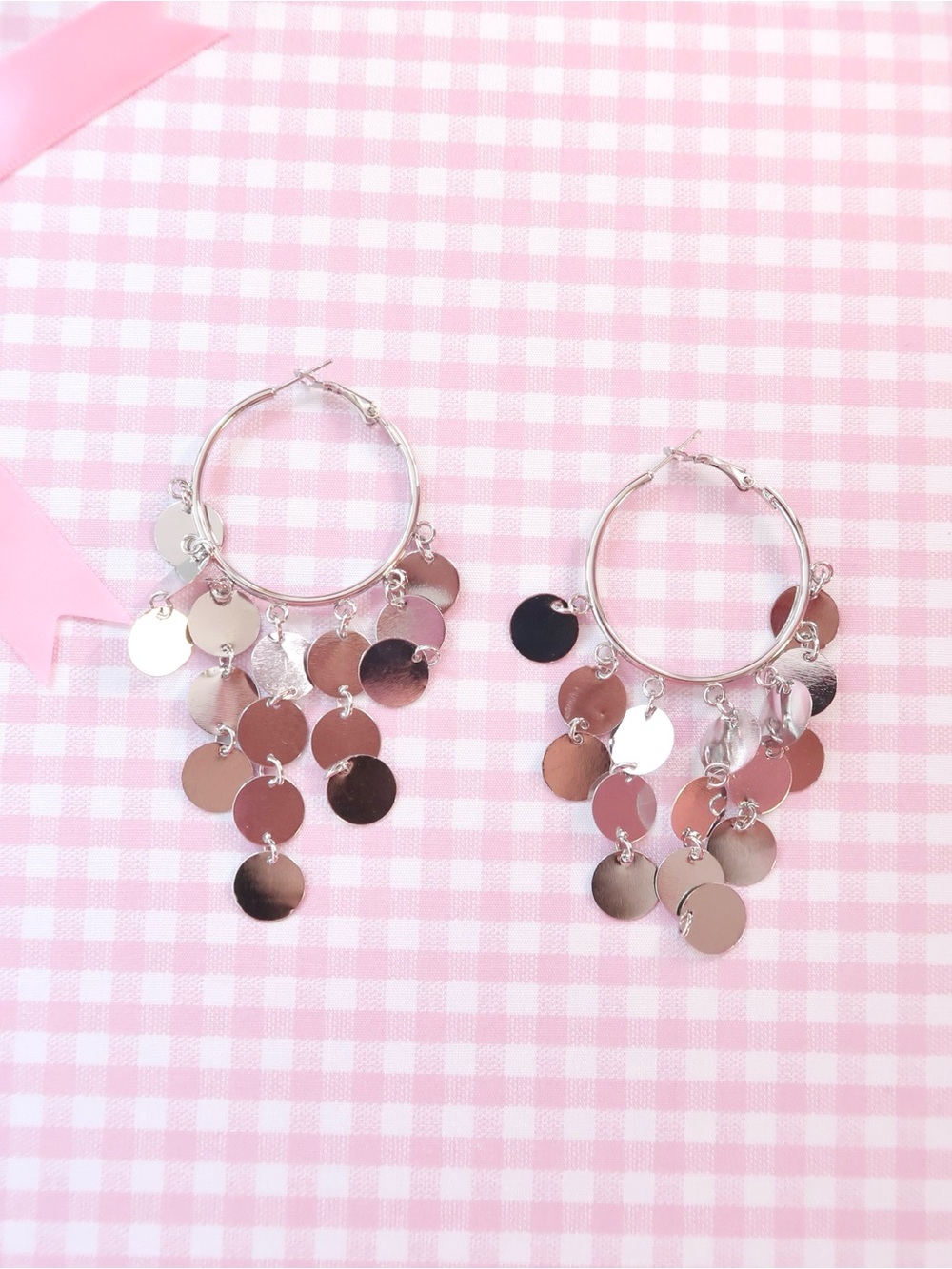 Y2k Silver Disc Dangle Hoop Earrings - Women's Jewelry